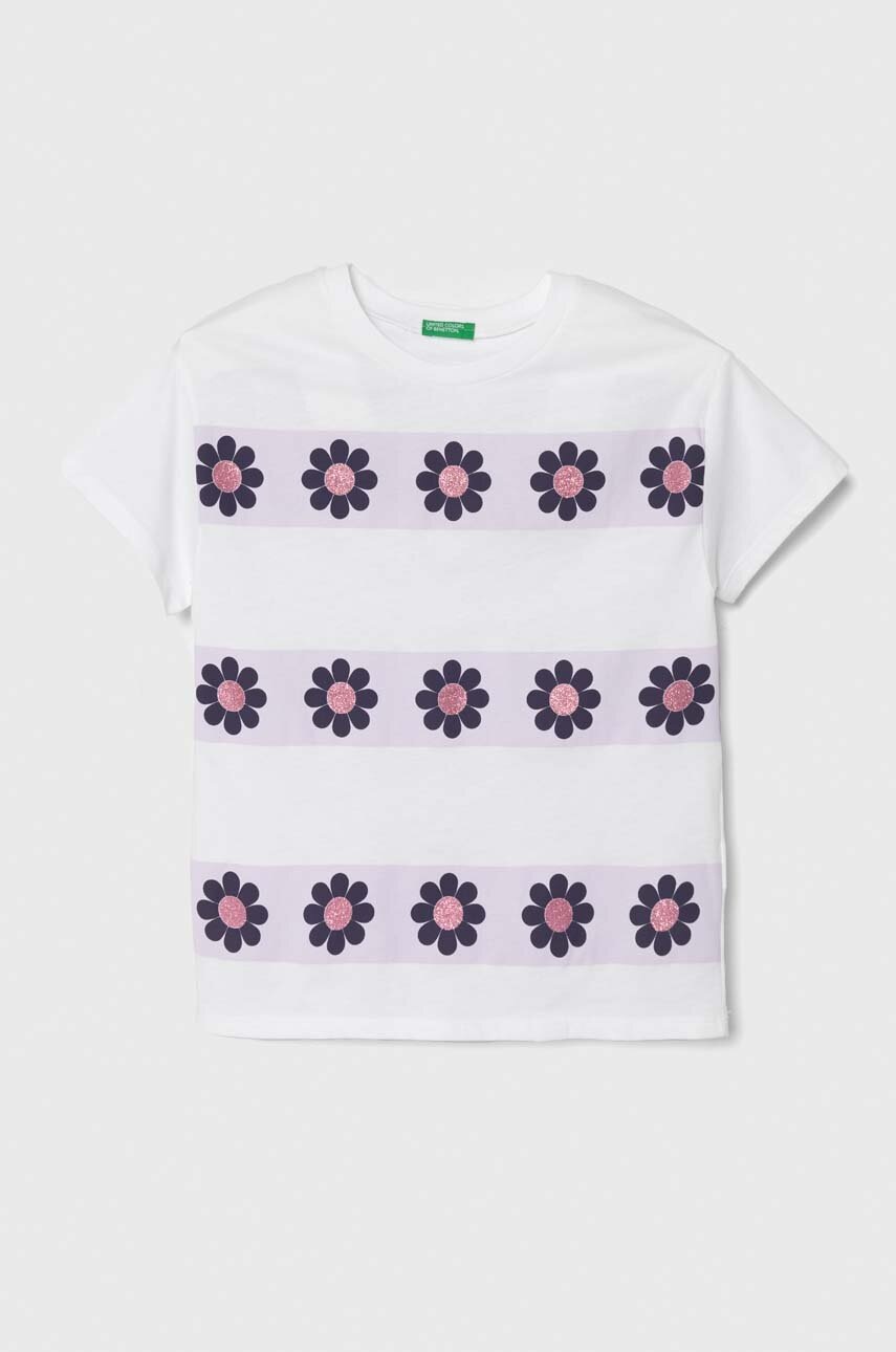 

Детска памучна тениска United Colors of Benetton в бяло, Бял