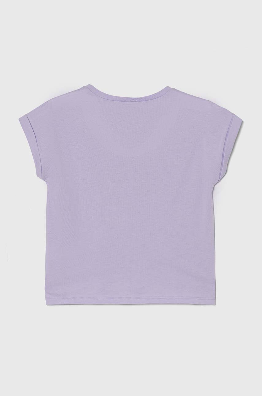 Дитяча бавовняна футболка United Colors of Benetton колір фіолетовий