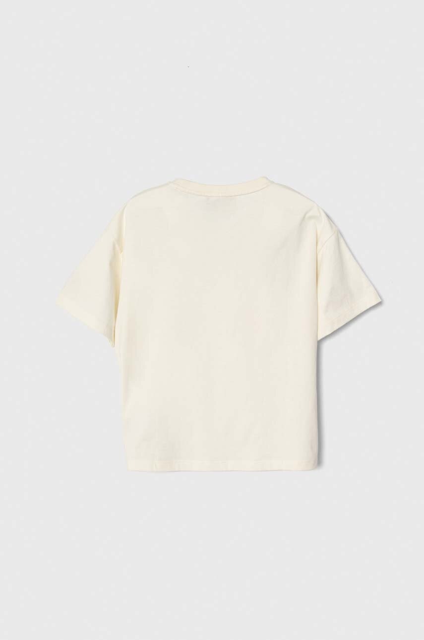 Детская хлопковая футболка Emporio Armani цвет бежевый