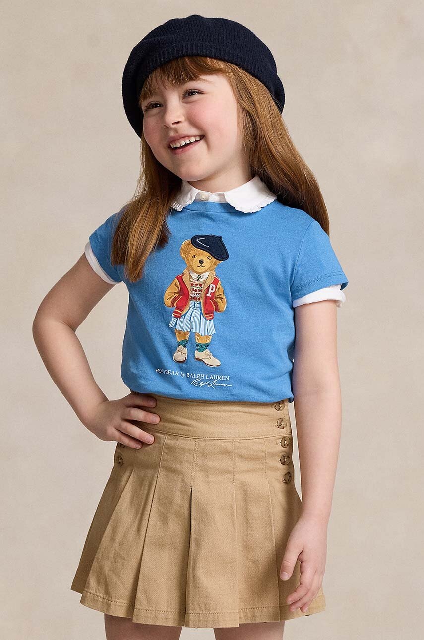 

Детска памучна тениска Polo Ralph Lauren в синьо, Син
