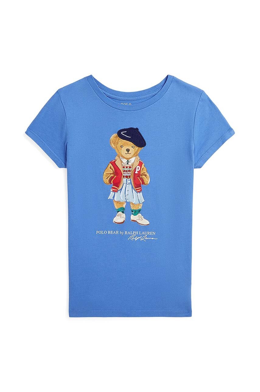 

Детска памучна тениска Polo Ralph Lauren в синьо, Син