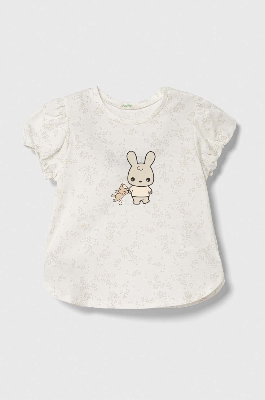 United Colors of Benetton tricou din bumbac pentru bebelusi culoarea bej