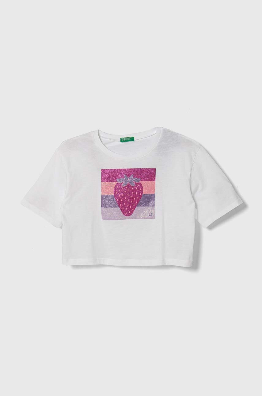 

Детска памучна тениска United Colors of Benetton в бяло, Бял
