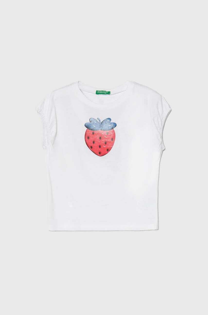 

Детска памучна тениска United Colors of Benetton в бяло, Бял
