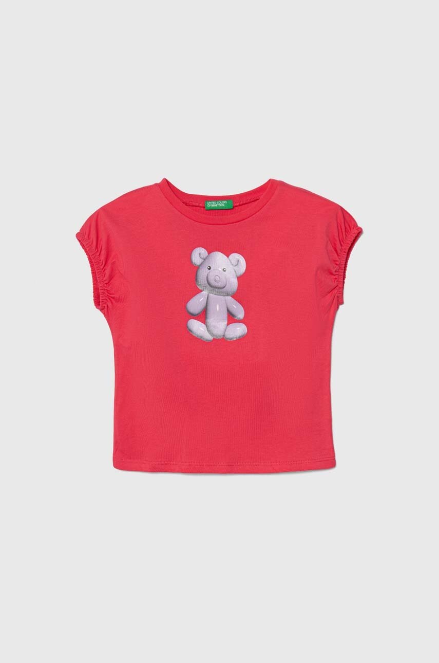 

Детска памучна тениска United Colors of Benetton в розово, Розов