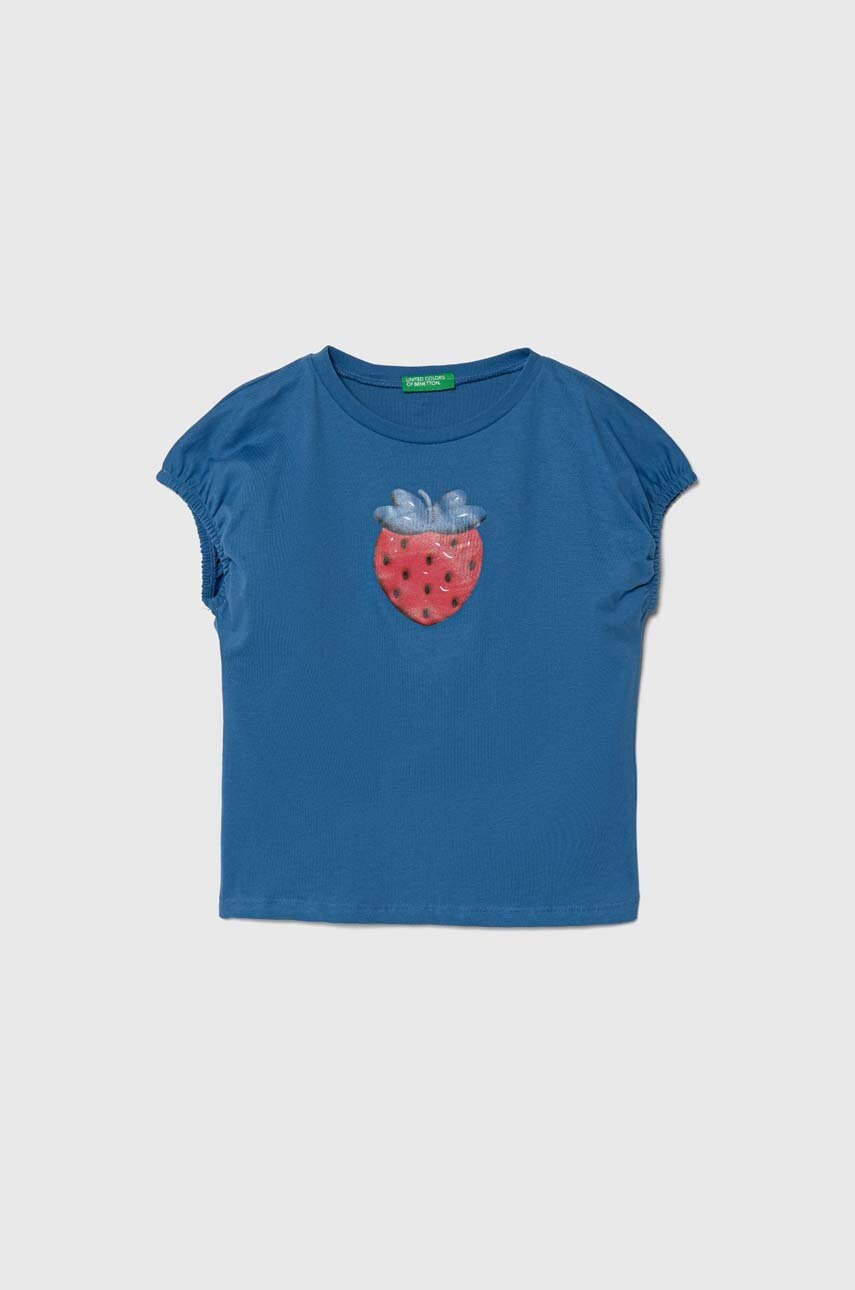 

Детска памучна тениска United Colors of Benetton в синьо, Син