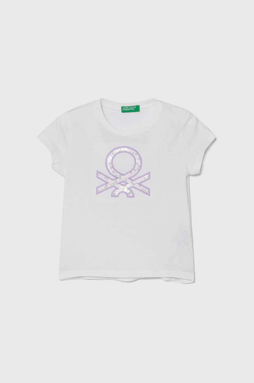 

Детска памучна тениска United Colors of Benetton в бяло, Бял
