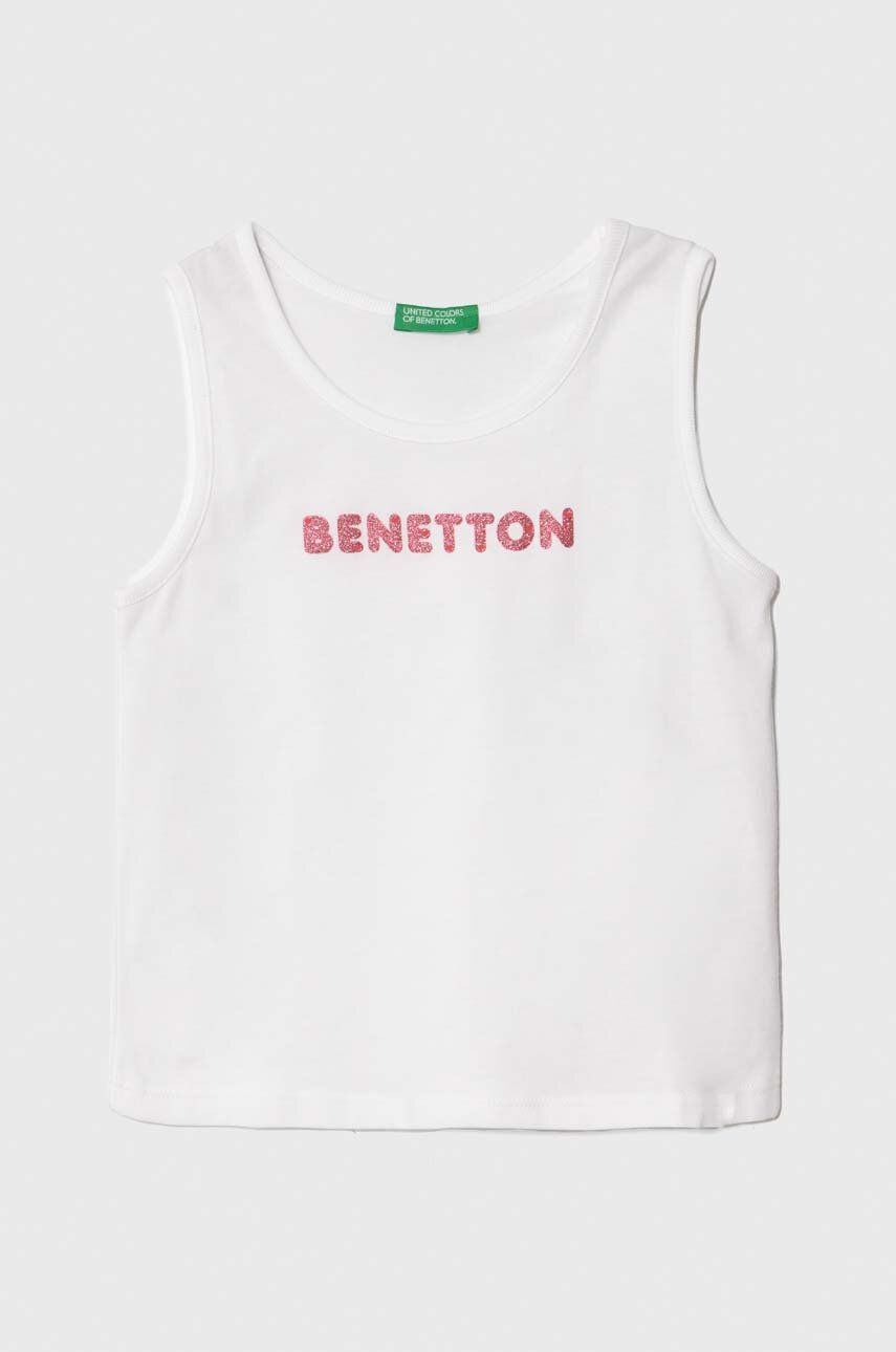 United Colors of Benetton top din bumbac pentru copii culoarea alb