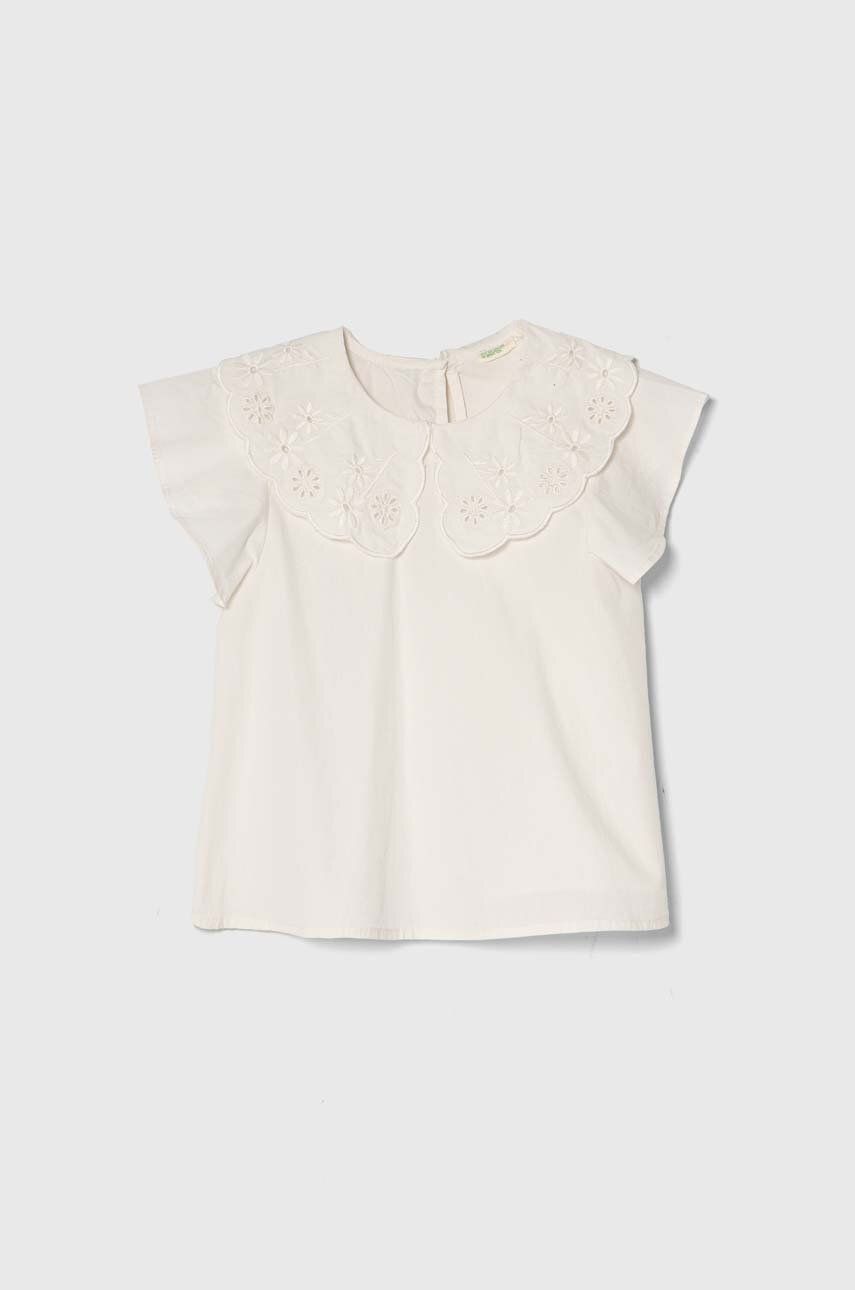 United Colors of Benetton bluza de bumbac pentru copii culoarea bej, neted United Colors of Benetton bluza de bumbac pentru copii culoarea bej, neted