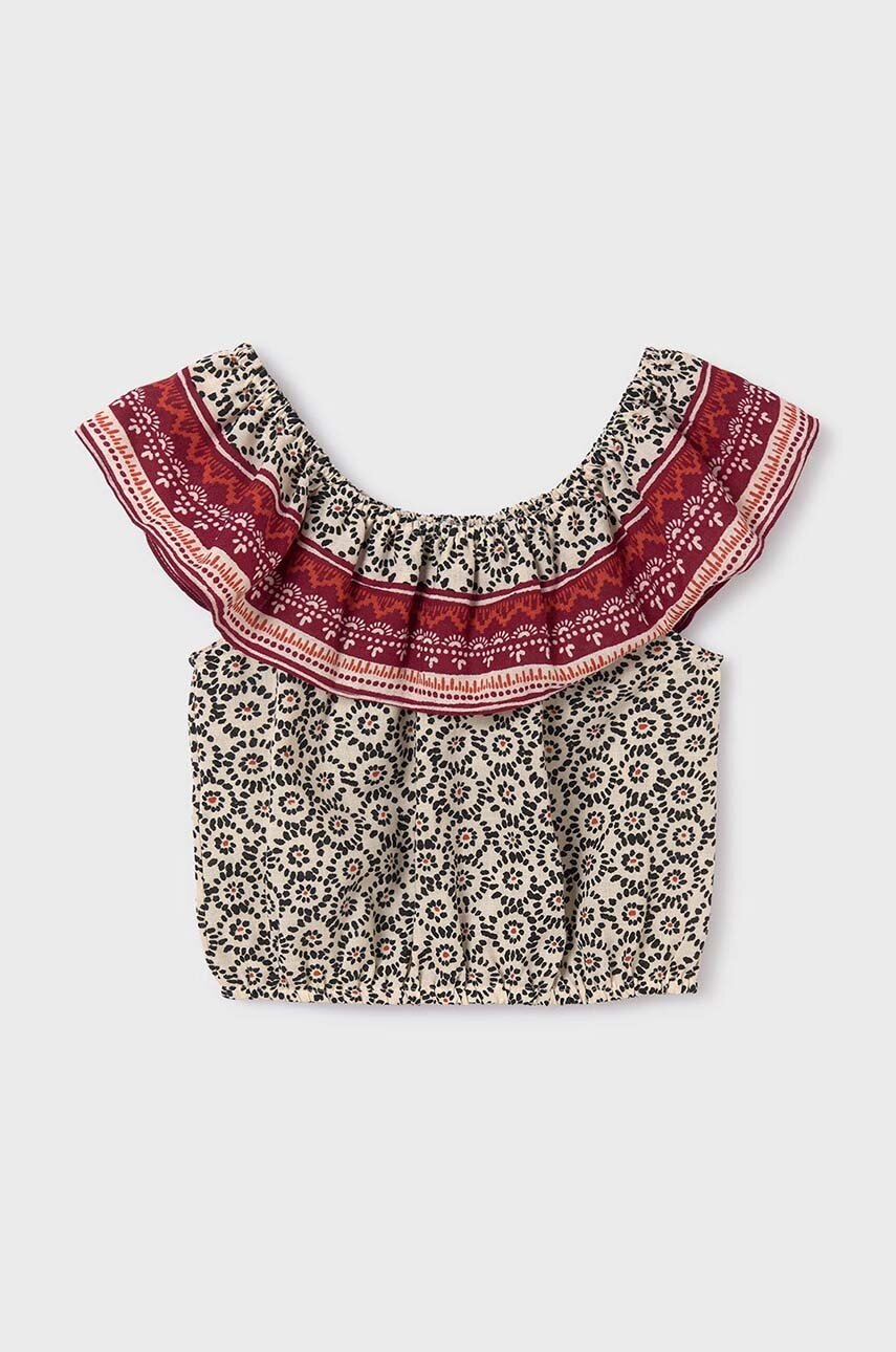 Дитяча блузка Mayoral колір бордовий оголоне плече в Херсоні Дитяча блузка Mayoral колір бордовий оголоне плече в Херсоні