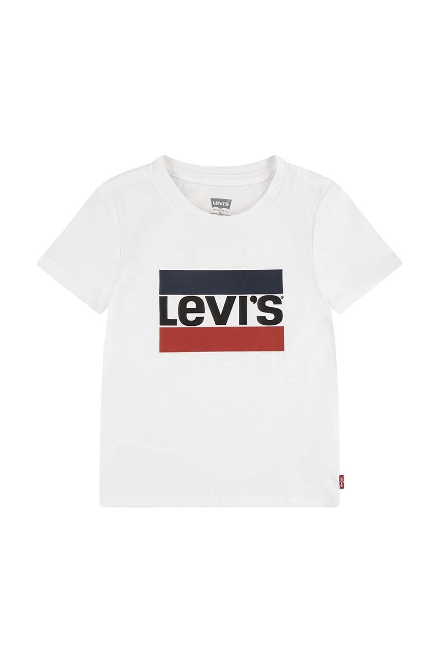 Levi\'s tricou de bumbac pentru copii culoarea alb