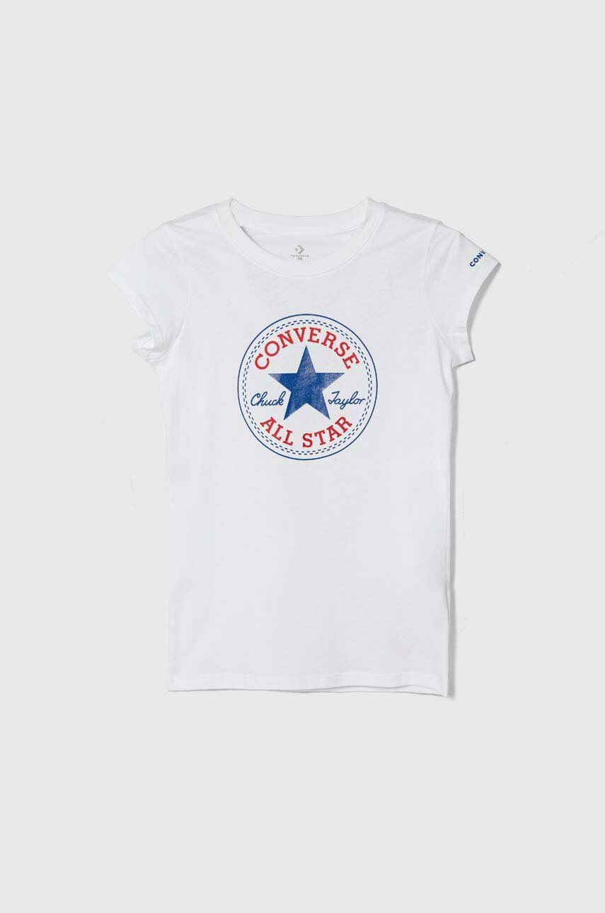 Converse tricou de bumbac pentru copii culoarea alb