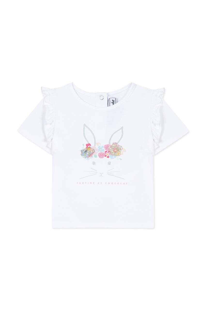 Tartine et Chocolat tricou bebe culoarea alb