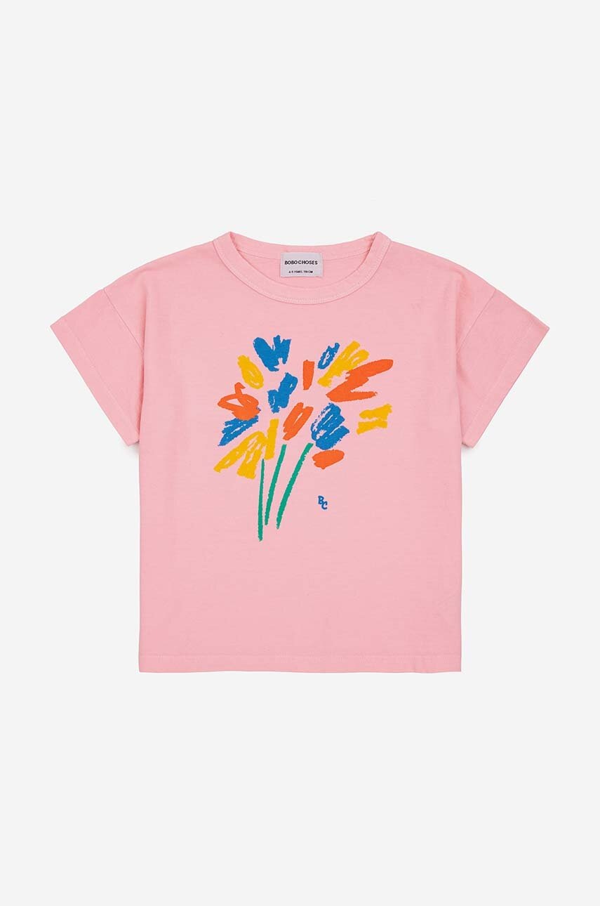 Детская хлопковая футболка Bobo Choses цвет розовый