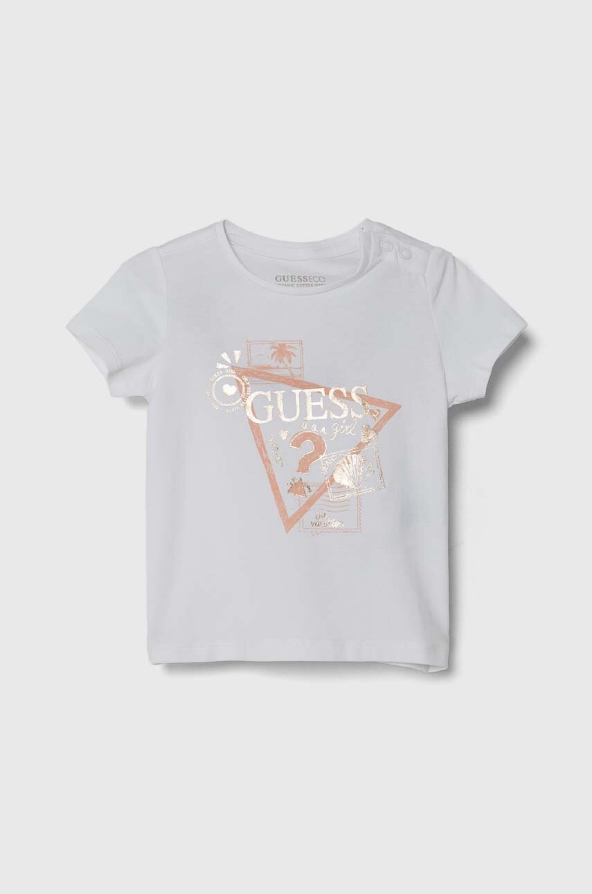 

Бебешка тениска Guess в бяло, Бял