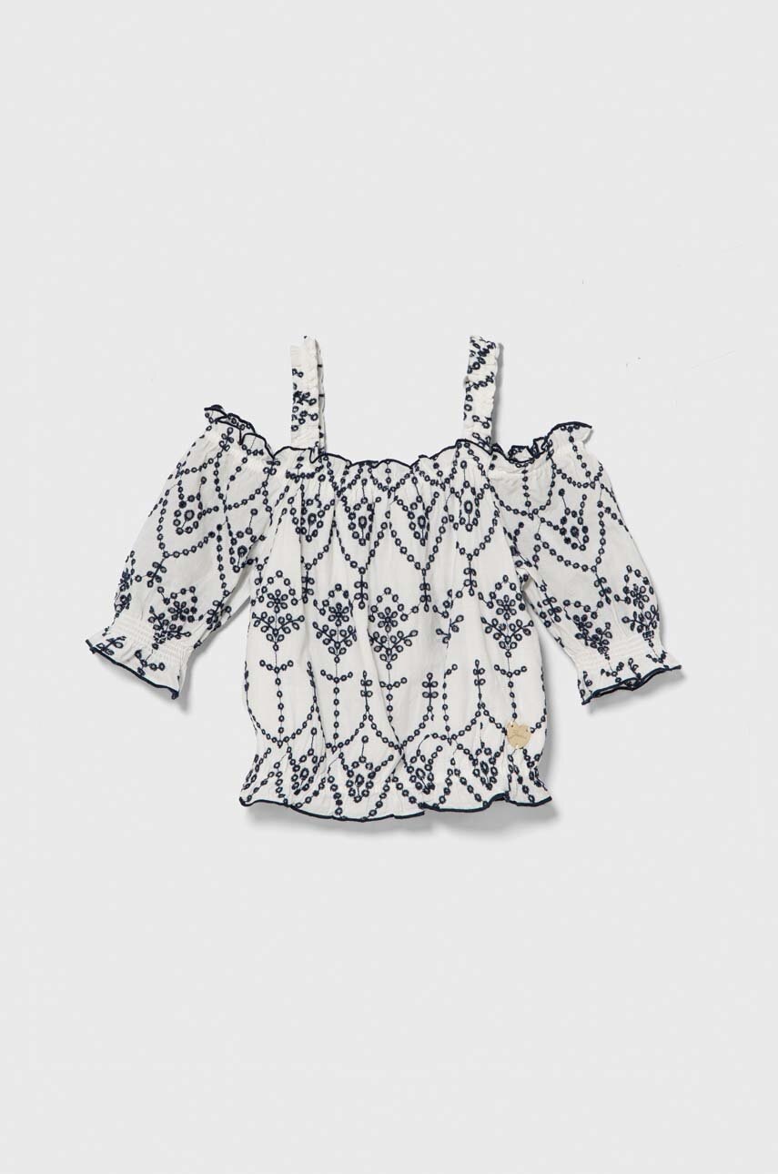 Детская хлопковая блузка Guess цвет белый узор в Луцке Детская хлопковая блузка Guess цвет белый узор в Луцке