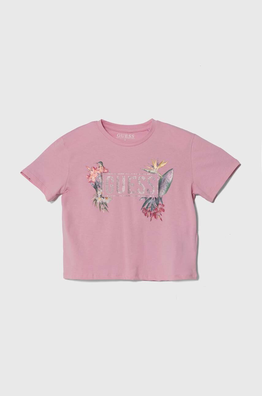 

Детска тениска Guess в розово, Розов