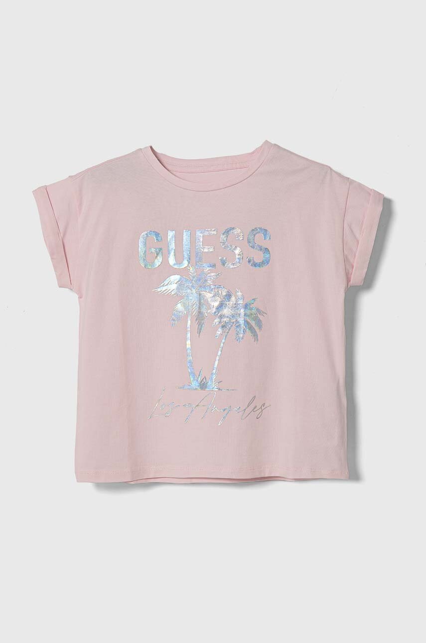 

Детска тениска Guess в розово, Розов