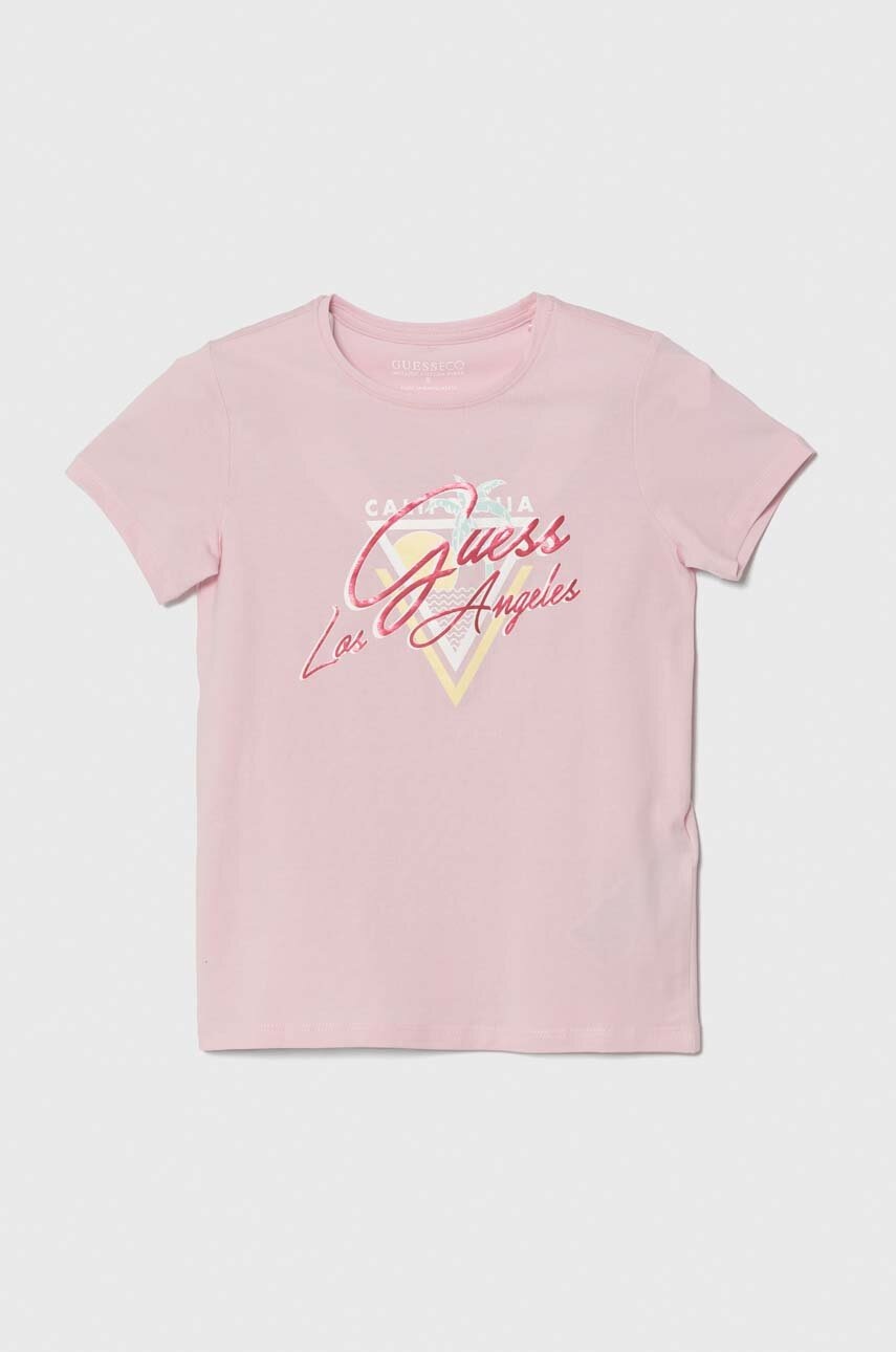 

Детска тениска Guess в розово, Розов