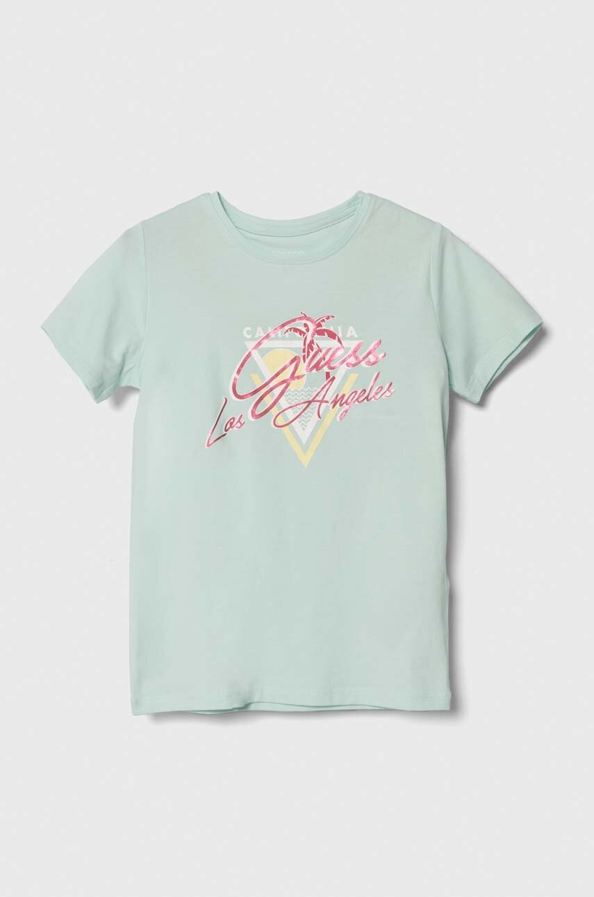 

Детска тениска Guess в тюркоазено, Тюркоазен