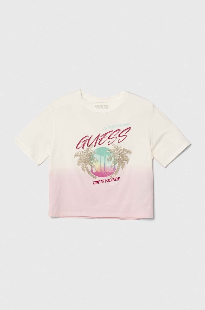 

Детска тениска Guess в бежово, Бежов