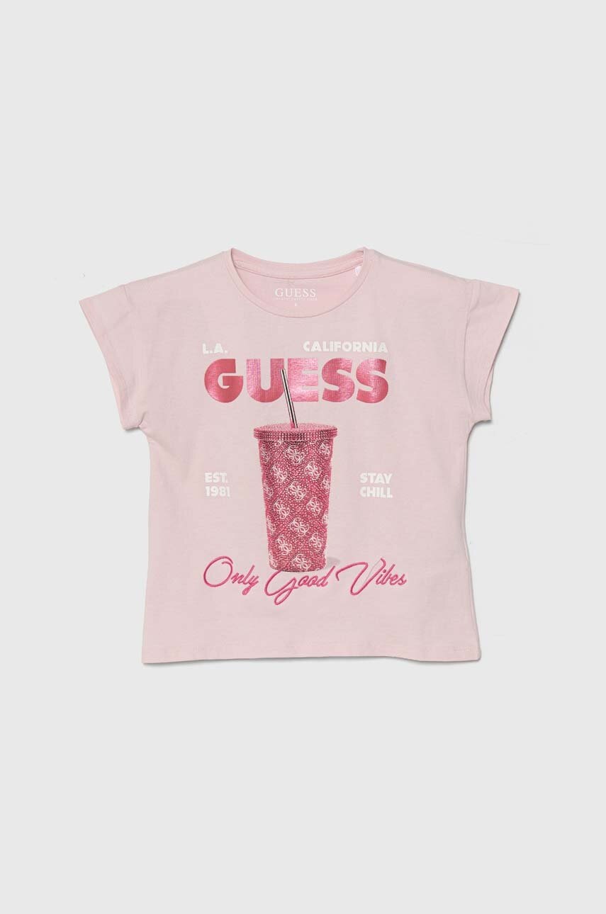 

Детска тениска Guess в розово, Розов