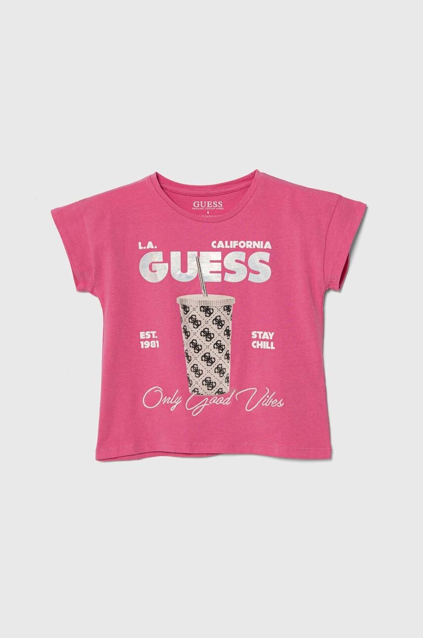 

Детска тениска Guess в розово, Розов