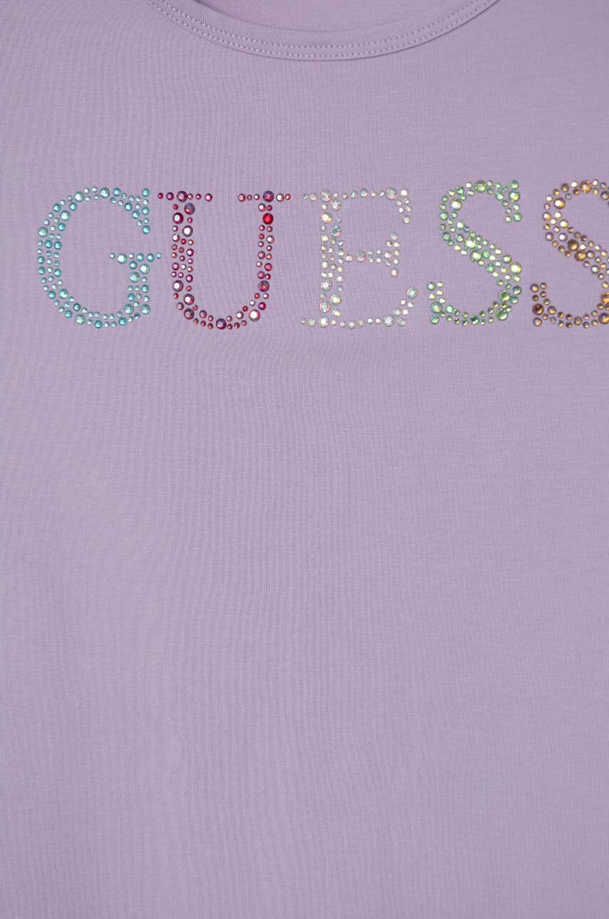 Дитяча футболка Guess колір фіолетовий