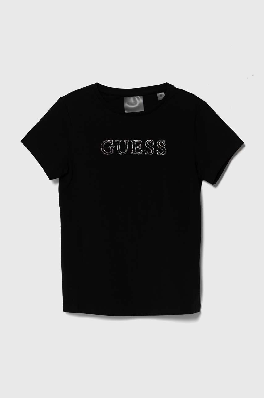 

Детска тениска Guess в черно, Черен