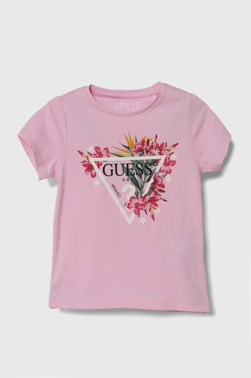 

Детска тениска Guess в розово, Розов