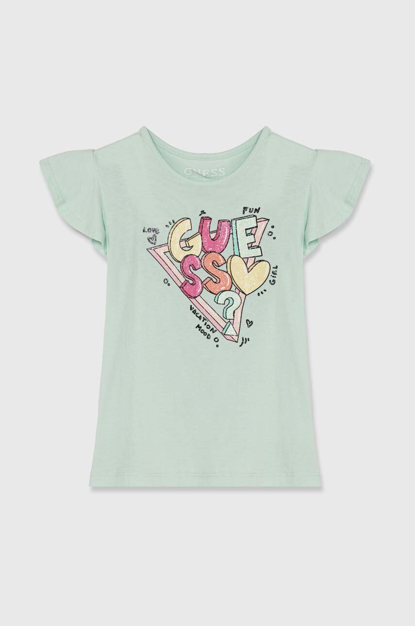 

Детска тениска Guess в тюркоазено, Тюркоазен