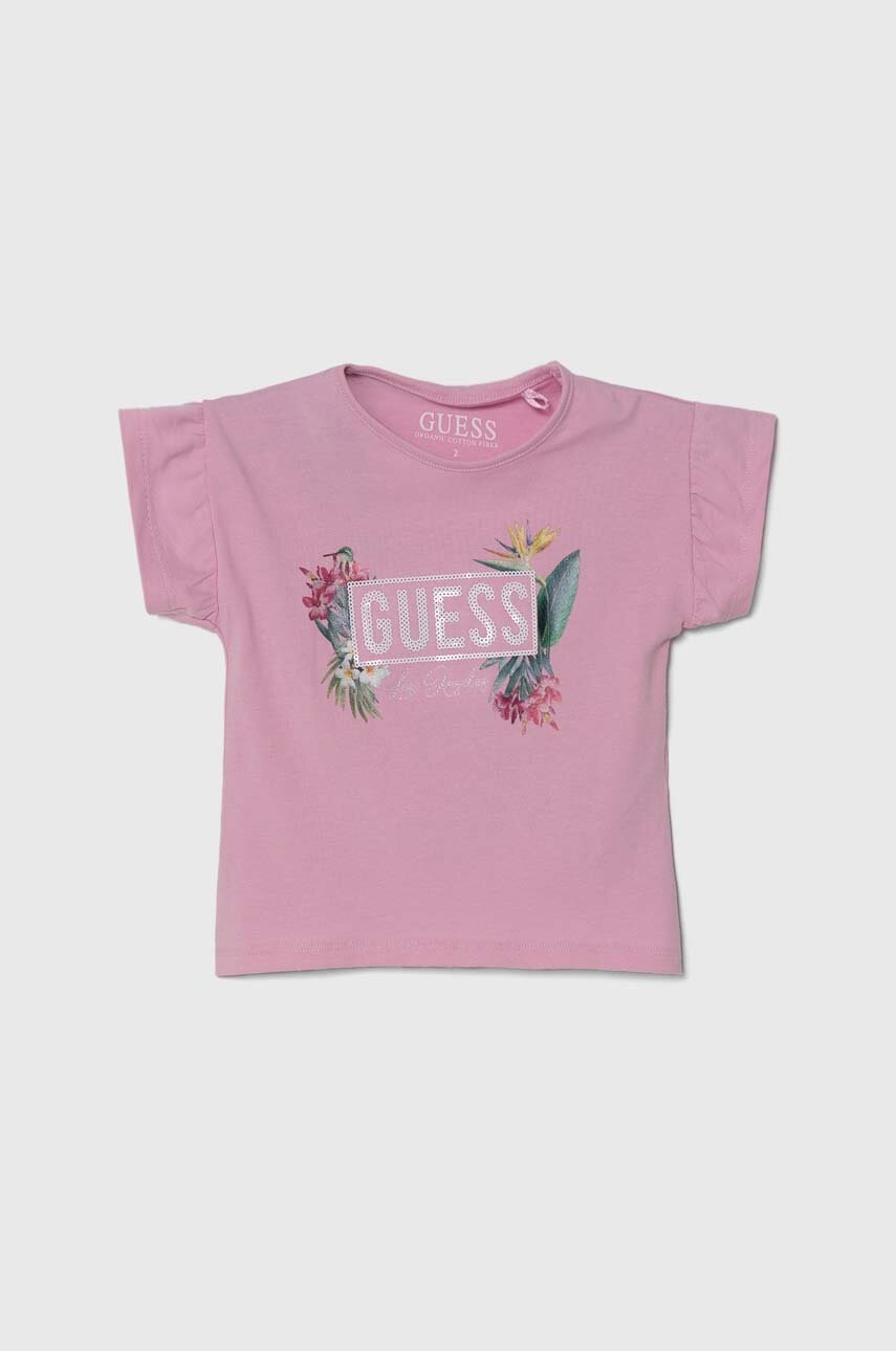 

Детска тениска Guess в розово, Розов