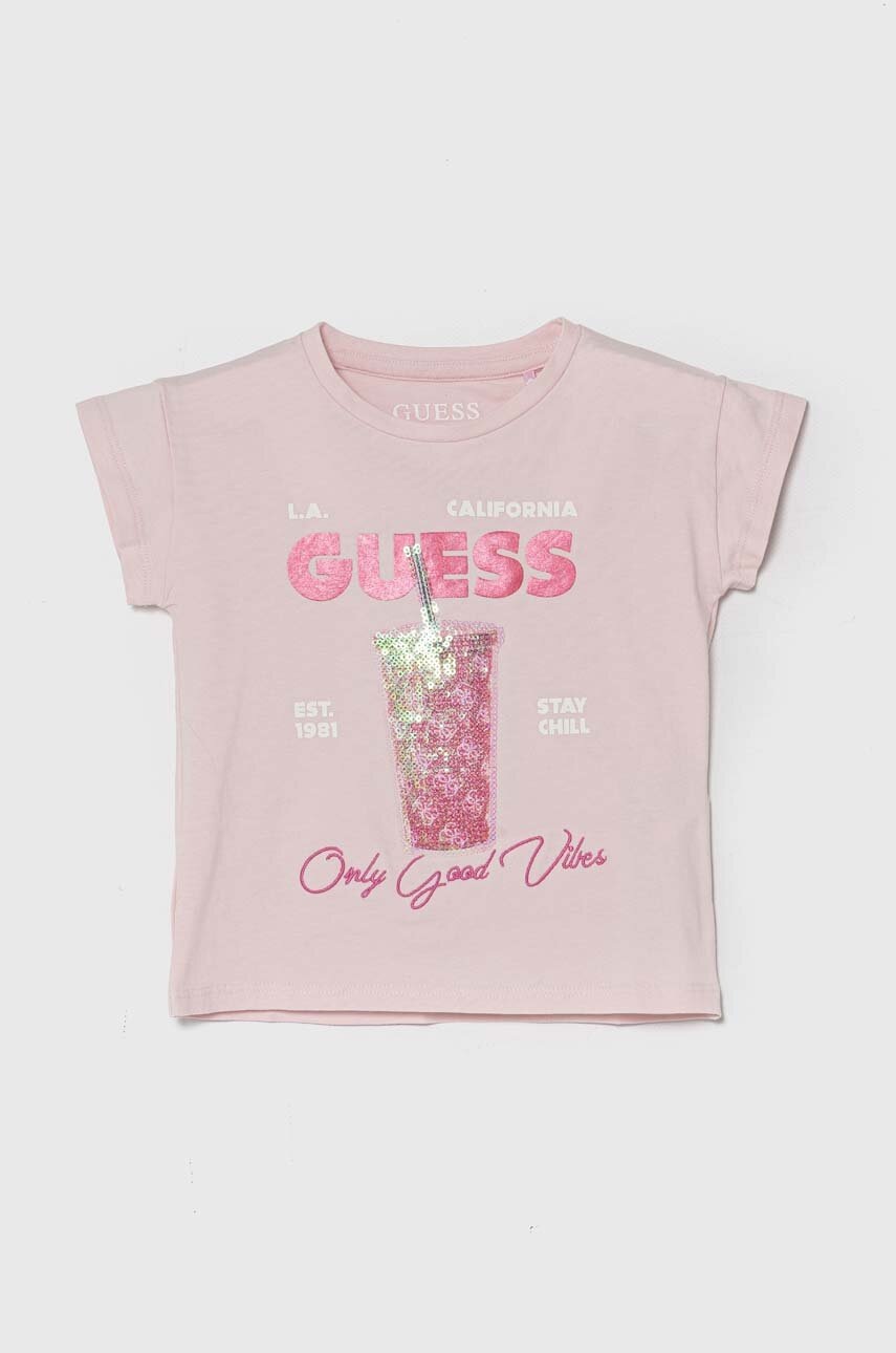 

Детска тениска Guess в розово, Розов