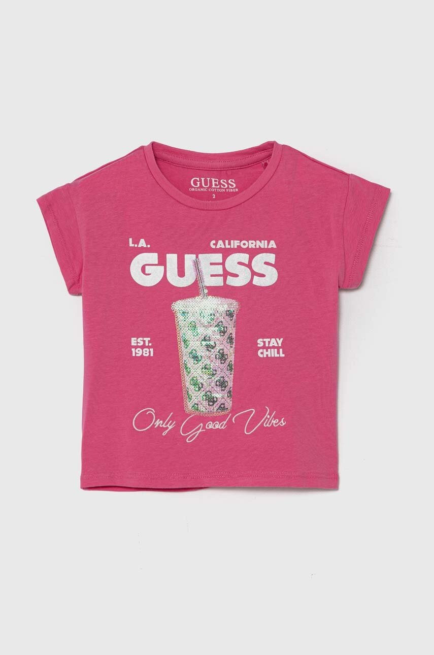 

Детска тениска Guess в розово, Розов