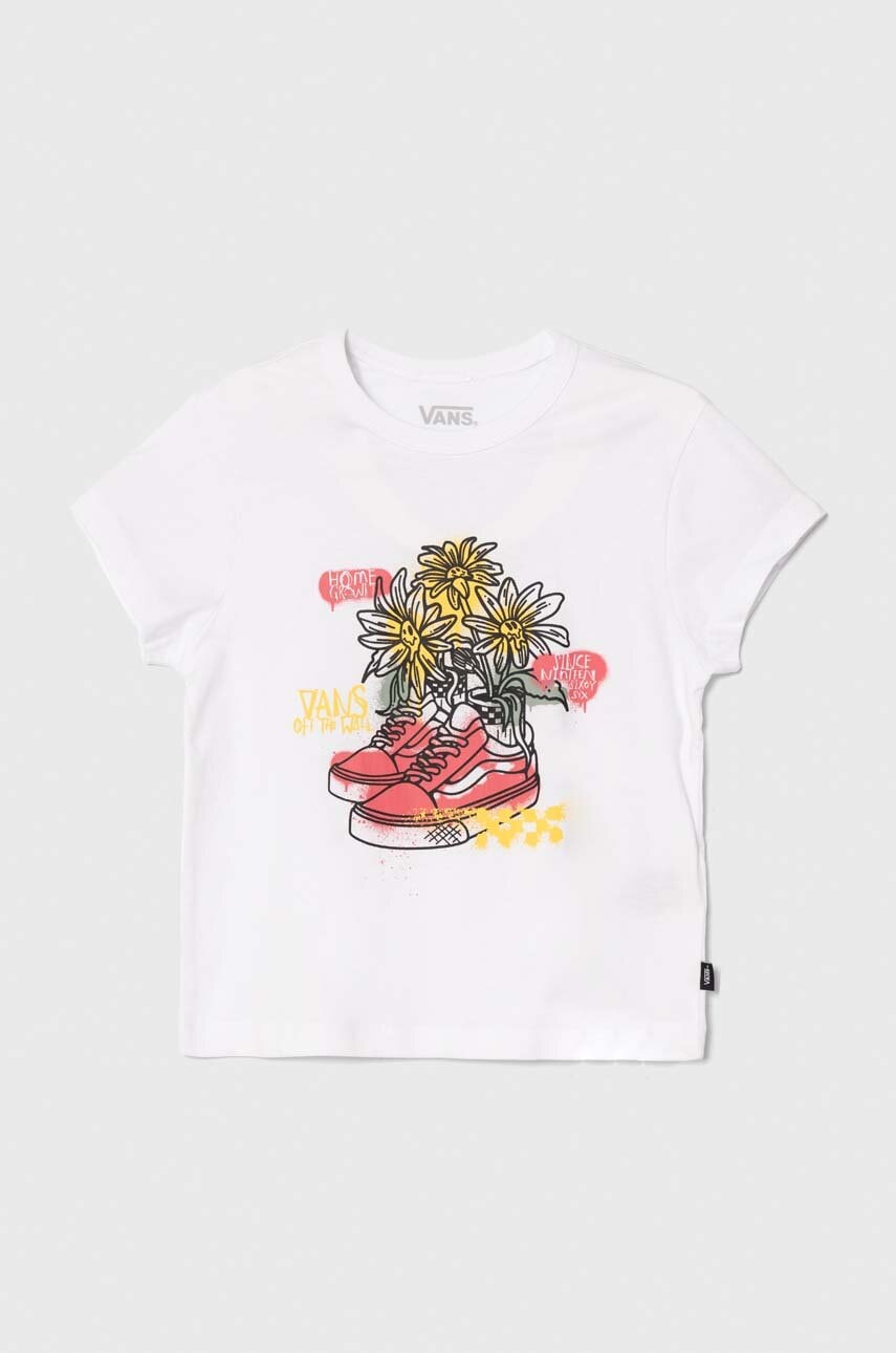 Vans tricou de bumbac pentru copii DAISY SHOE MINI culoarea alb