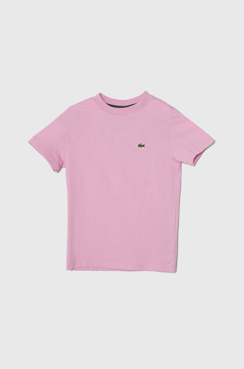 

Детска памучна тениска Lacoste в розово, Розов