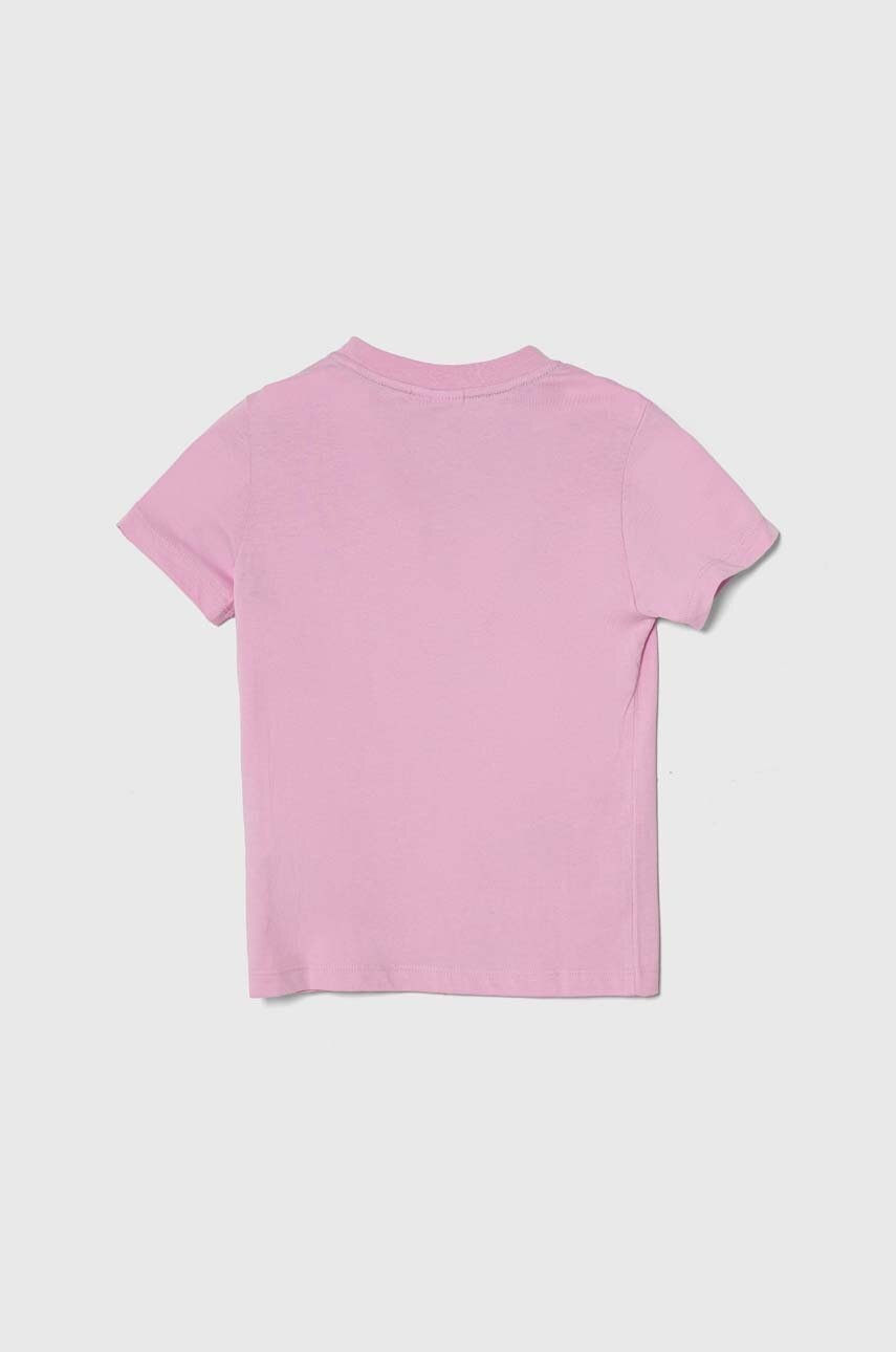 Детская хлопковая футболка Lacoste цвет розовый