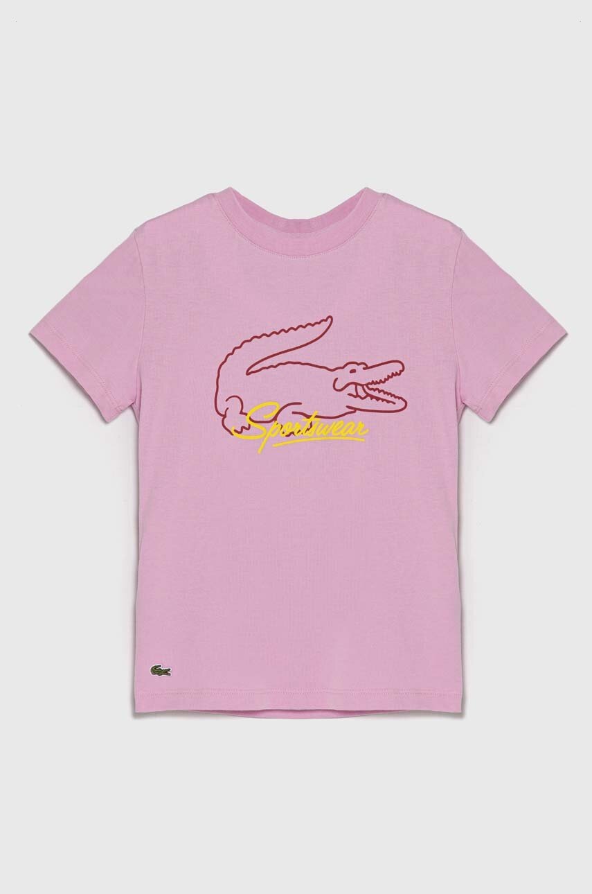 

Детска памучна тениска Lacoste в розово, Розов