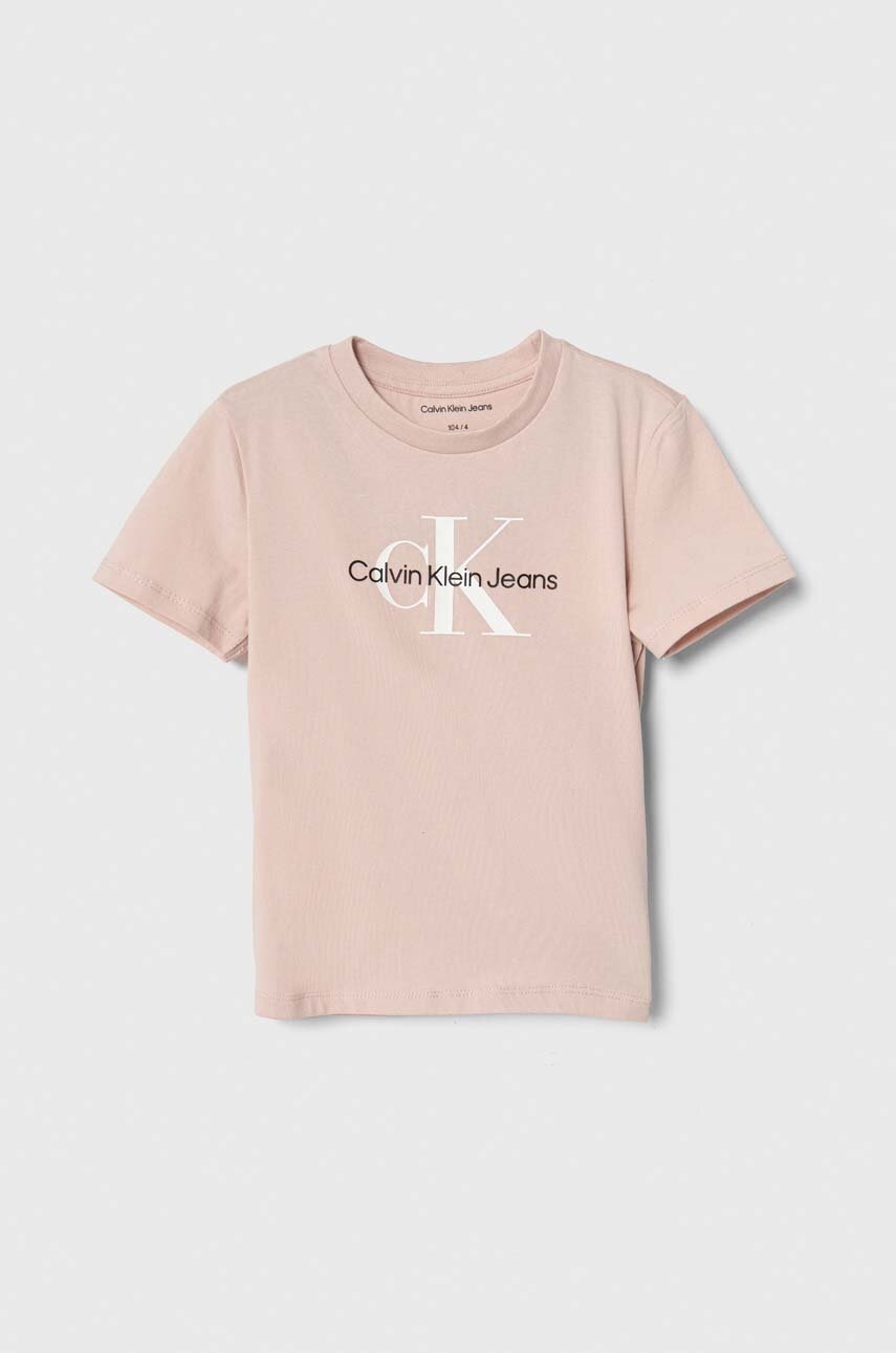 

Детска тениска Calvin Klein Jeans в розово, Розов