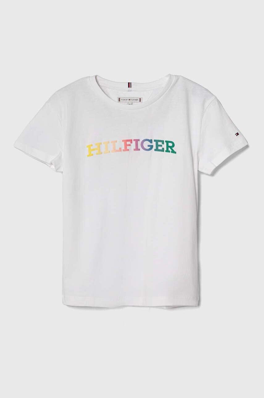 

Детска памучна тениска Tommy Hilfiger в бяло, Бял