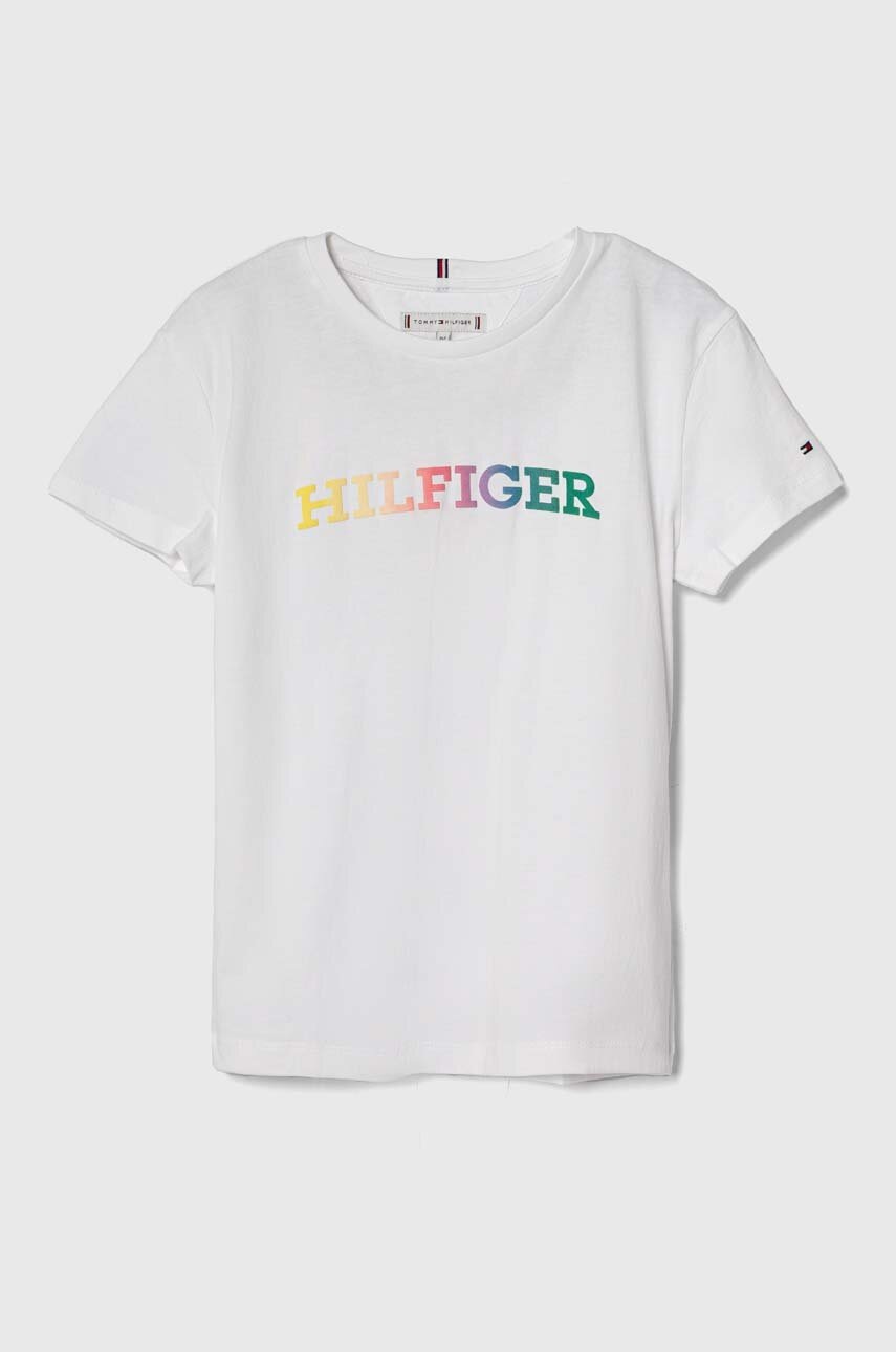

Детска памучна тениска Tommy Hilfiger в бяло, Бял