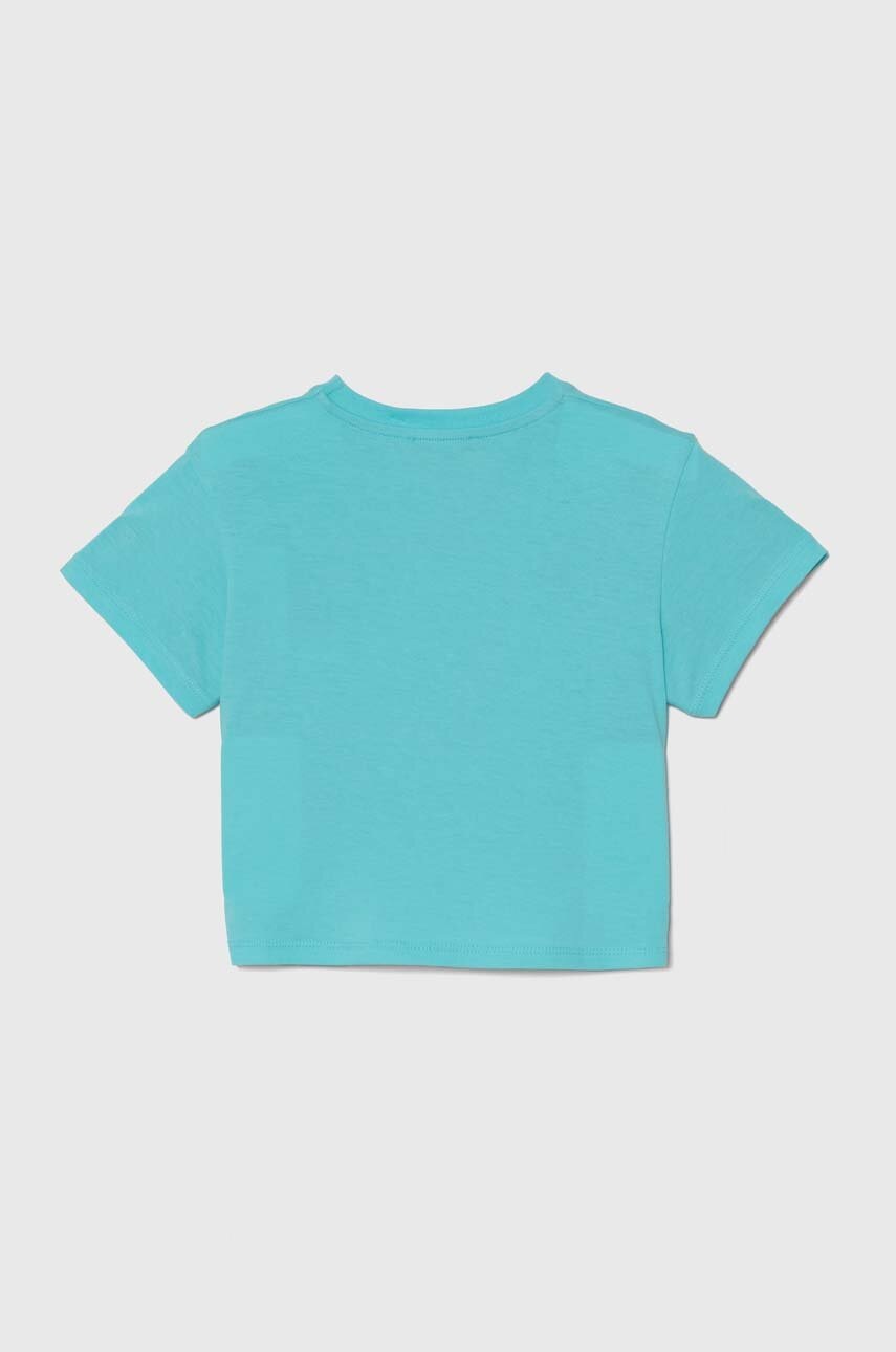Дитяча бавовняна футболка United Colors of Benetton колір бірюзовий