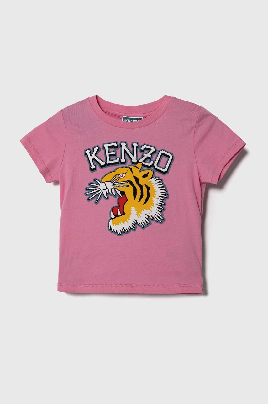 Дитяча бавовняна футболка Kenzo Kids колір рожевий