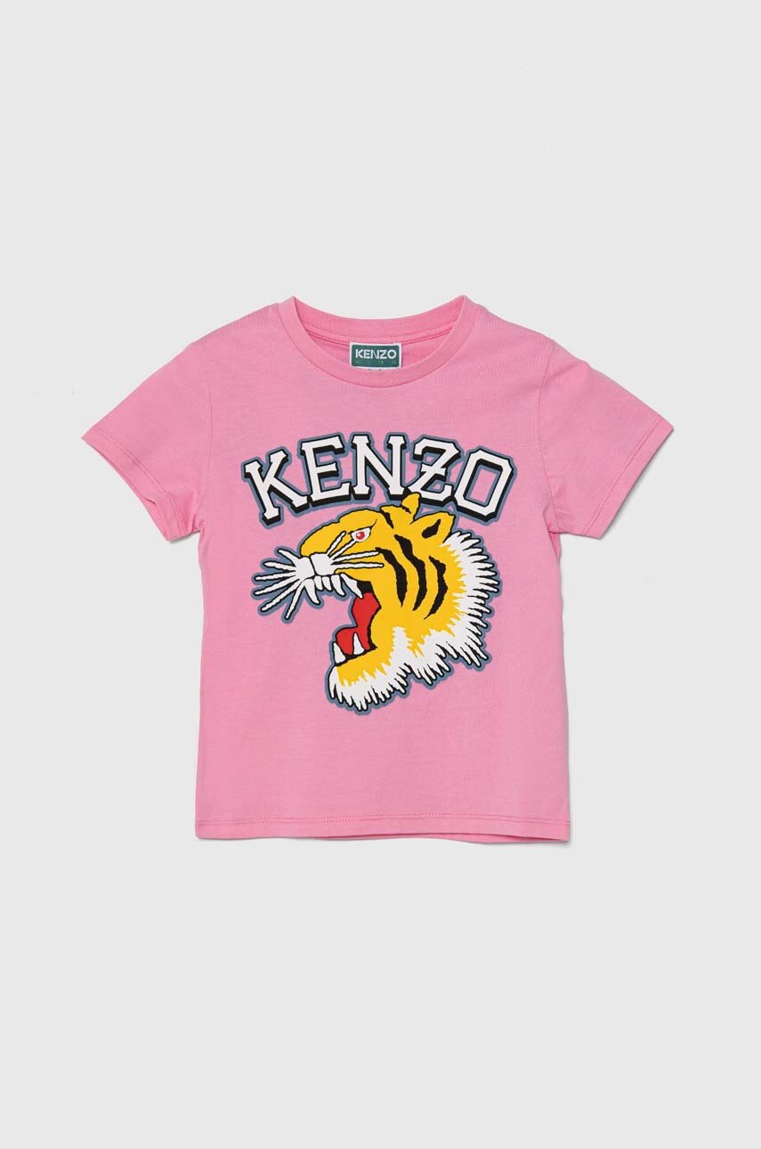 Дитяча бавовняна футболка Kenzo Kids колір рожевий
