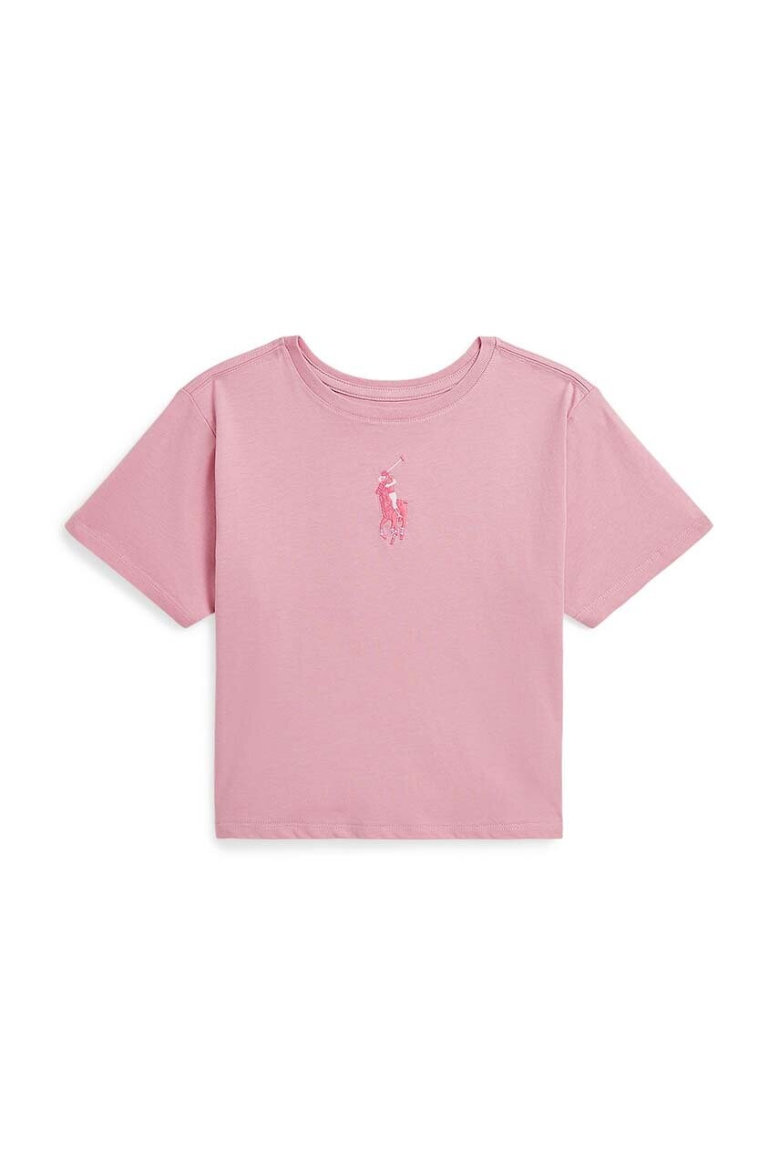 Levně Dětské bavlněné tričko Polo Ralph Lauren růžová barva, 313941123002