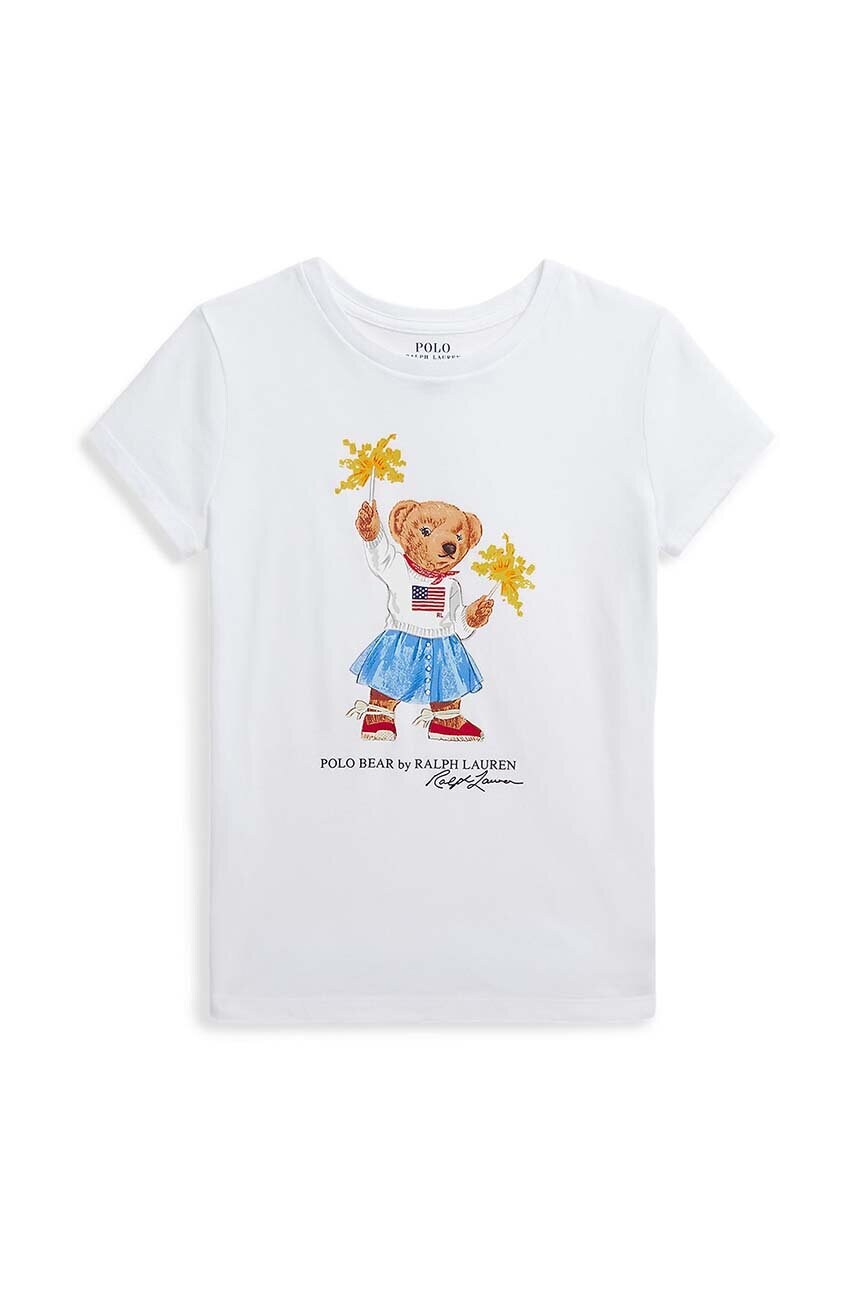 Levně Dětské bavlněné tričko Polo Ralph Lauren bílá barva, 313942856001