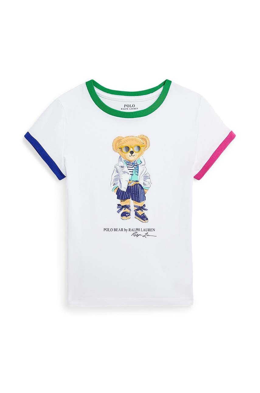 

Детская хлопковая футболка Polo Ralph Lauren цвет белый