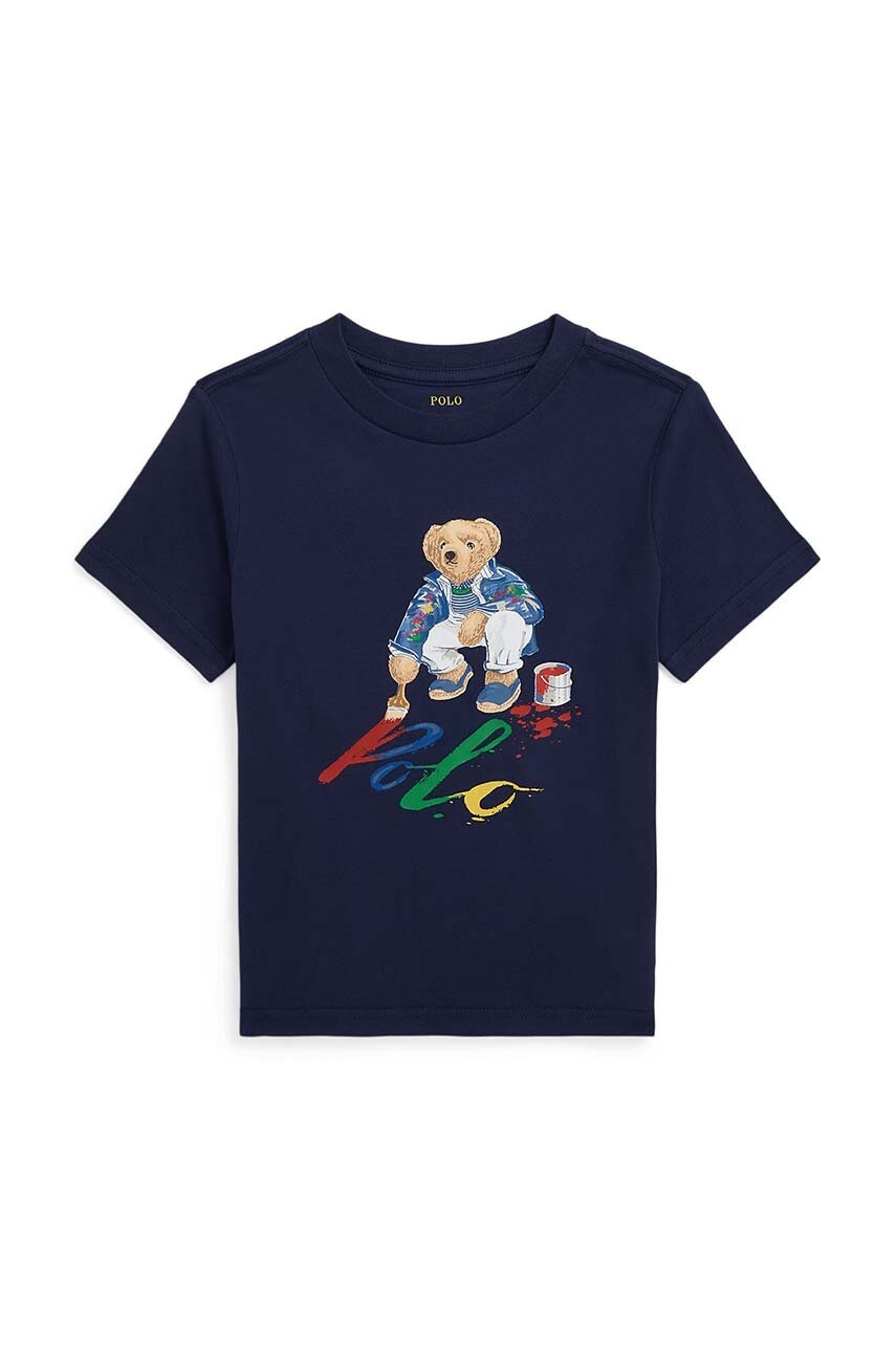 

Дитяча бавовняна футболка Polo Ralph Lauren колір чорний з принтом