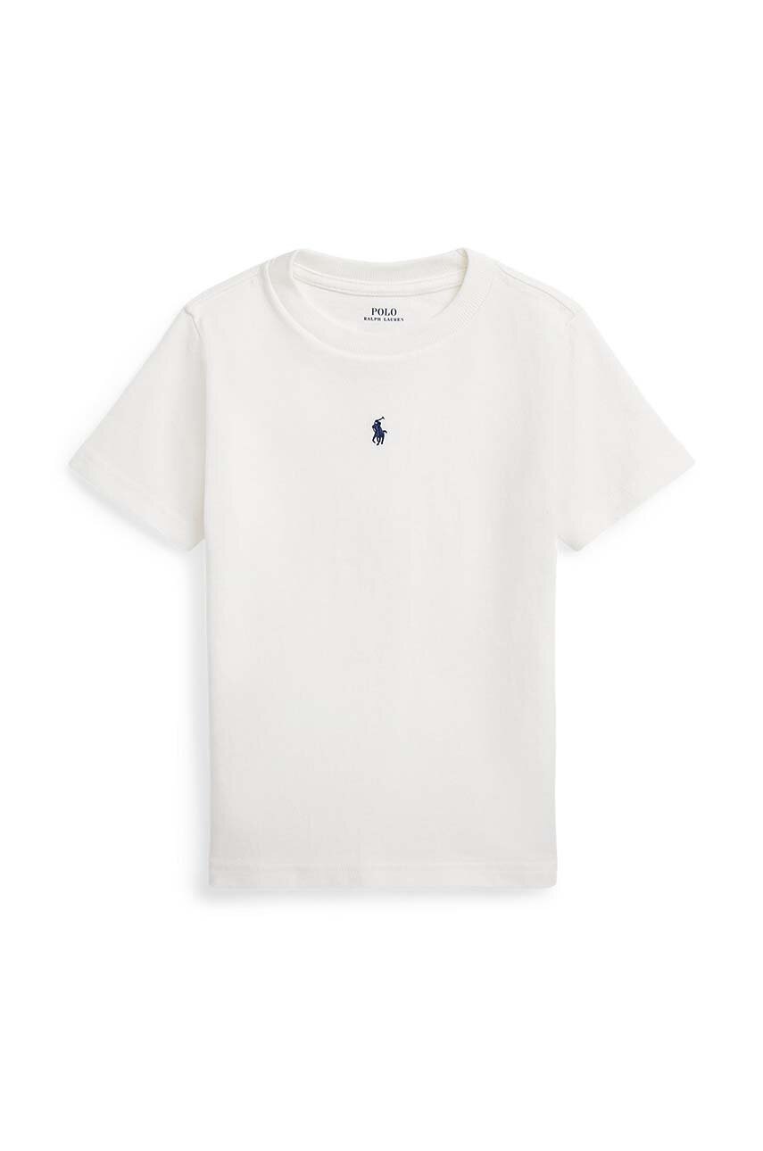 

Дитяча бавовняна футболка Polo Ralph Lauren колір білий однотонний