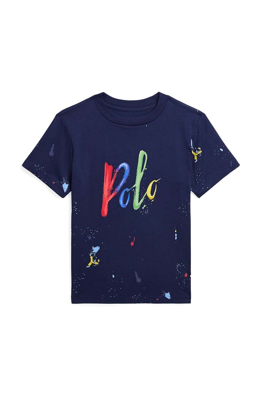 

Дитяча бавовняна футболка Polo Ralph Lauren колір синій з принтом